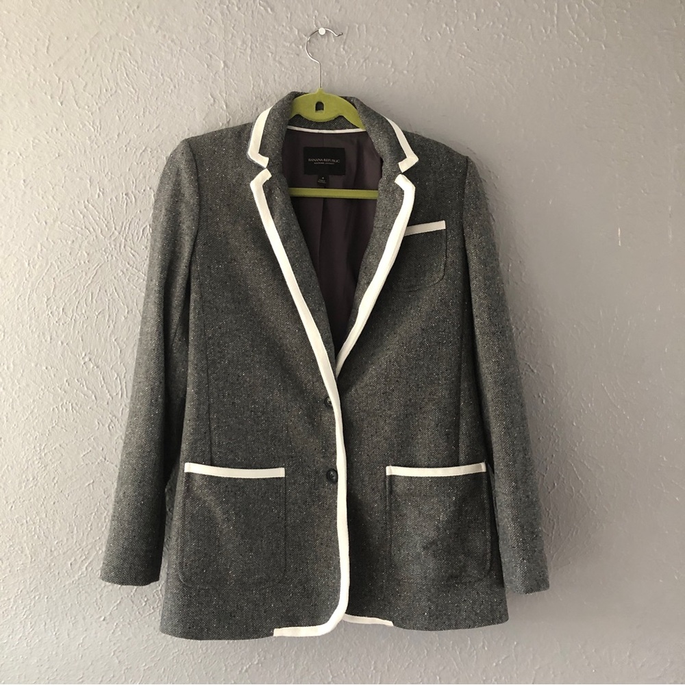 Banana Republic Jacket, Women’s Wool Blend Gray Blazer Coat - 4
